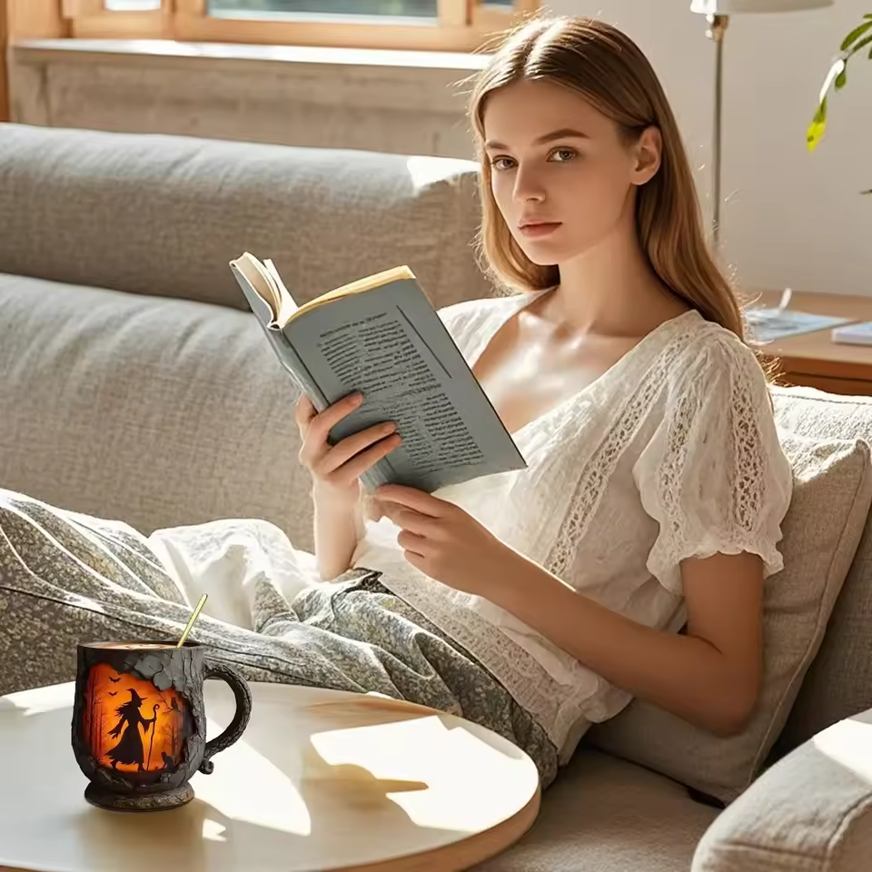 Artisan 3D Halloween Mugg – Med design av häxa och katt