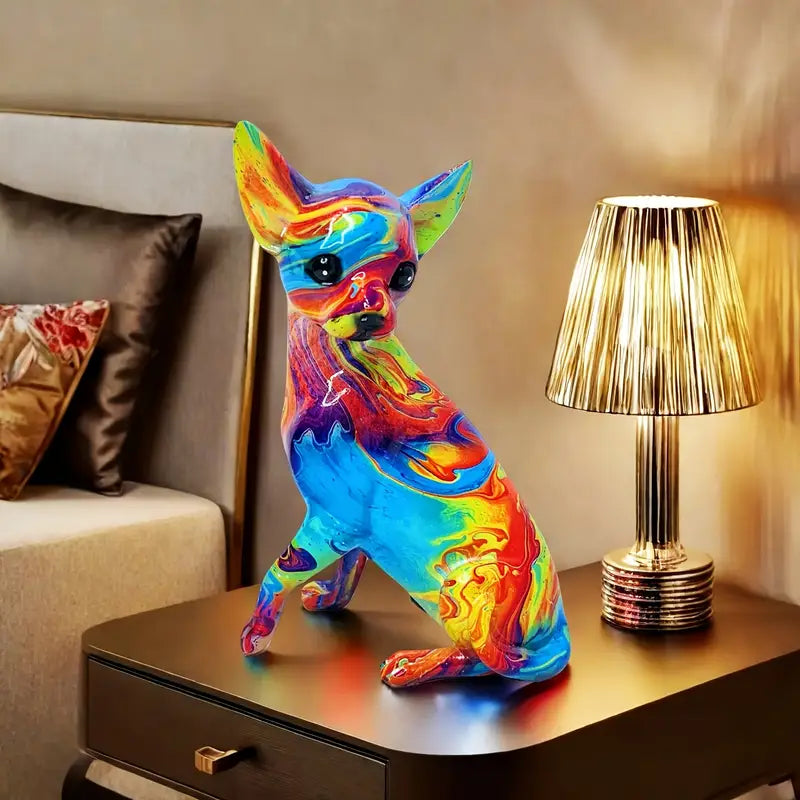 Vibrant Resin Chihuahua Bordslampa