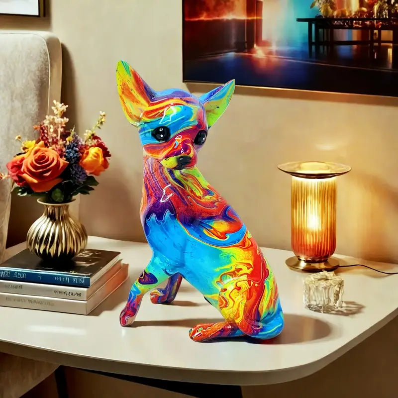 Vibrant Resin Chihuahua Bordslampa